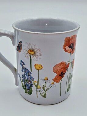 Hallmark Marjolein Bastin Coffee Mug Poppy Butterfly 12oz Sketchbook 1996